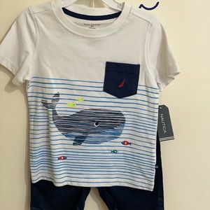 Nautica Boy‘s whale tee and navy short set.